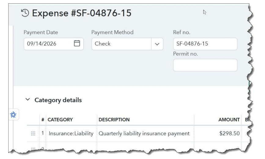 Expenses in Quick Books
